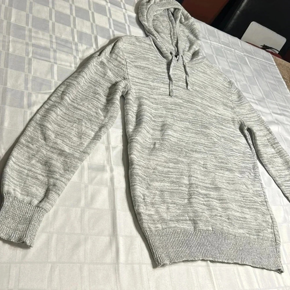 Better Cotton Sun+Stone Men Grey Solid Marled  Hooded Sweater with drawstrings - Picture 12 of 15